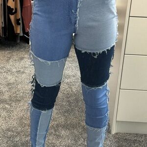 Patchwork Denim Skinny Jeans